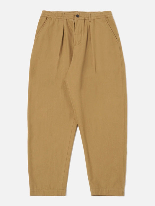 Universal Works Pleated Track Pant in Sand Moleskin