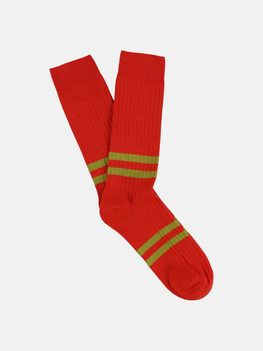 Escuyer Mens Stripe Socks in Orange / Gold