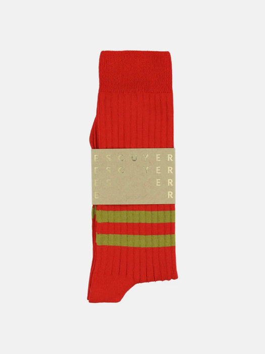 Escuyer Mens Stripe Socks in Orange / Gold