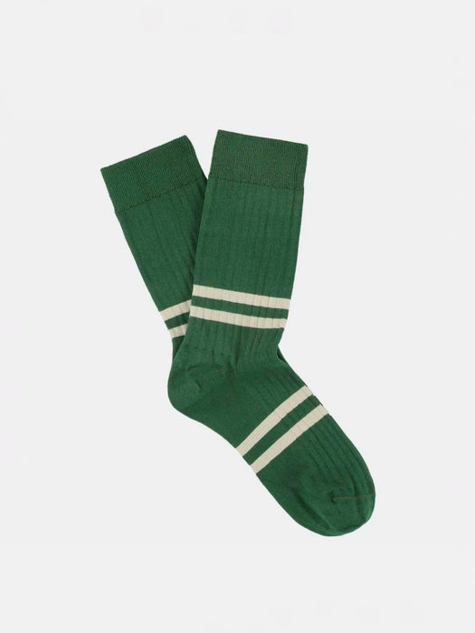 Escuyer Mens Stripe Socks in Green / Ecru