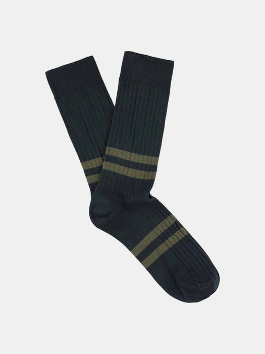 Escuyer Mens Stripe Socks in Blue / Olive