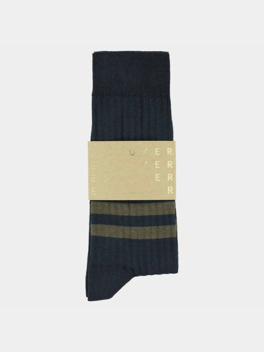 Escuyer Mens Stripe Socks in Blue / Olive