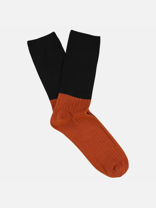 Escuyer Mens Colour Block Socks in Navy / Brick