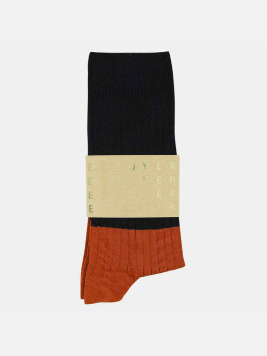 Escuyer Mens Colour Block Socks in Navy / Brick
