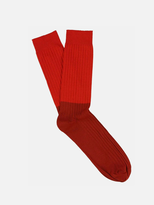 Escuyer Mens Colour Block Socks in Lava / Gold Flame