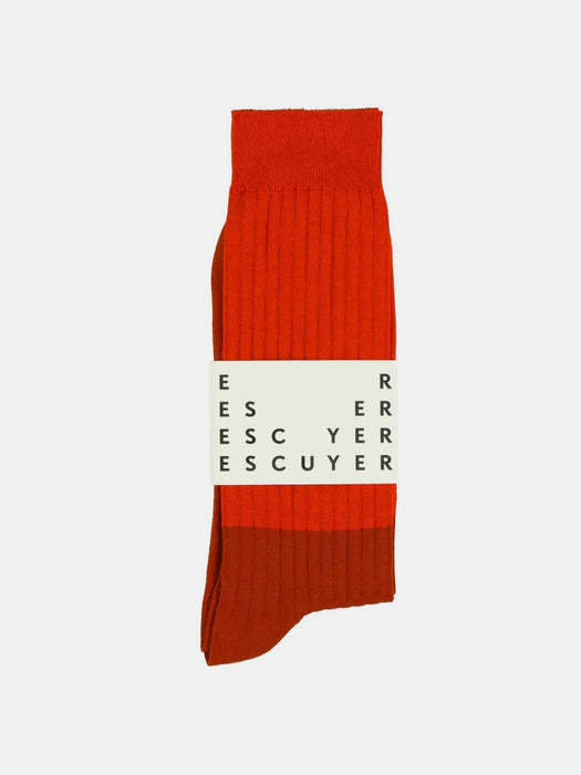 Escuyer Mens Colour Block Socks in Lava / Gold Flame