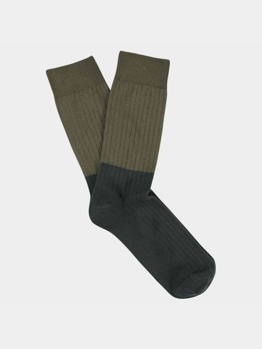 Escuyer Mens Colour Block Socks in Green / Grey