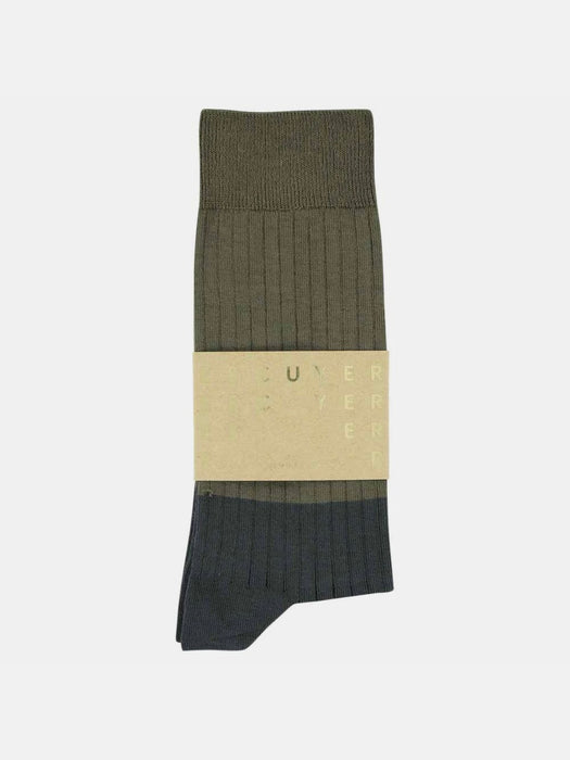 Escuyer Mens Colour Block Socks in Green / Grey