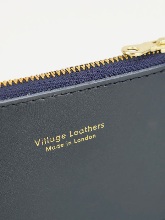 Village Leathers Zip Purse in Navy