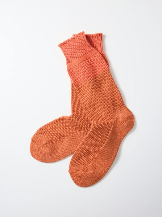 Rototo Mens Seed Stitch Socks in Orange / Terracotta