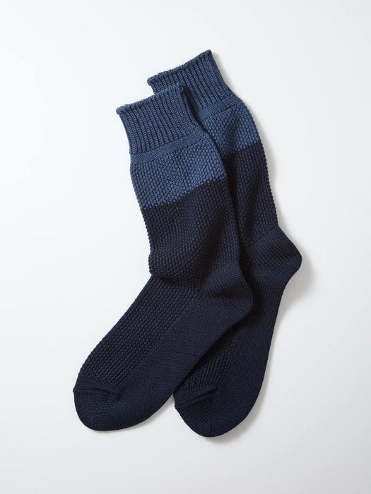 Rototo Mens Seed Stitch Socks in Indigo/Navy