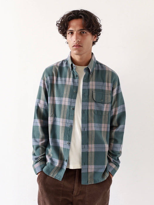 Far Afield Larry Shirt in Forest Green Check