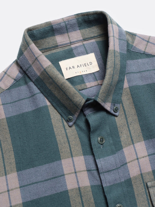 Far Afield Larry Shirt in Forest Green Check