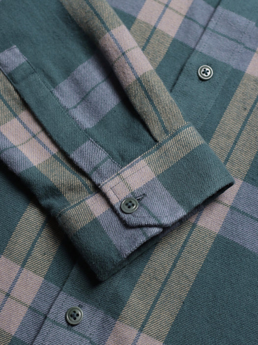 Far Afield Larry Shirt in Forest Green Check