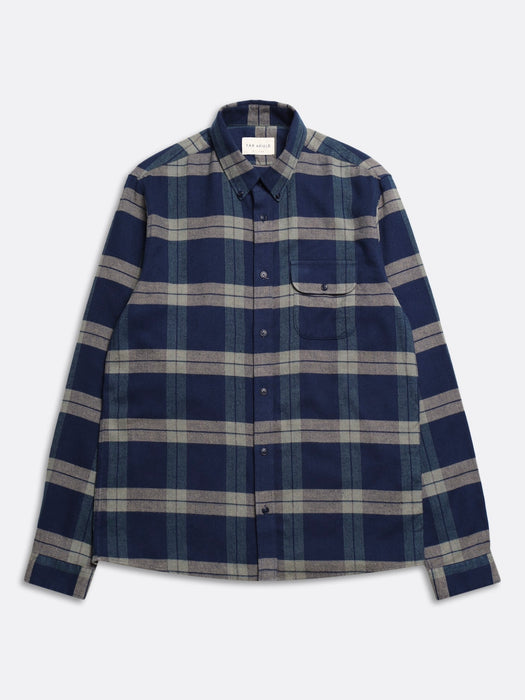 Far Afield Larry Shirt in Navy Iris Check