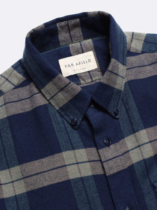 Far Afield Larry Shirt in Navy Iris Check