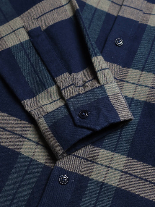 Far Afield Larry Shirt in Navy Iris Check