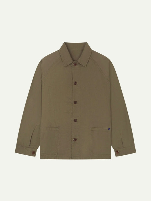 Uskees Raglan Overshirt in Dark Taupe Herringbone