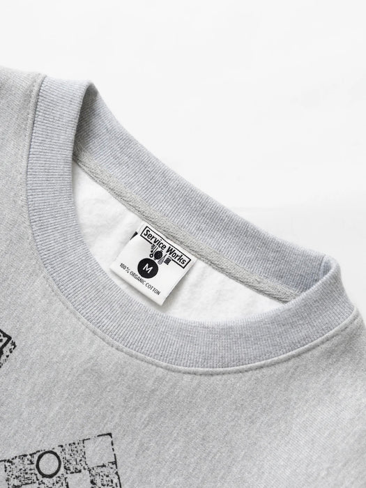 Service Works Frequent Flyer Crew Sweat in Heather Grey