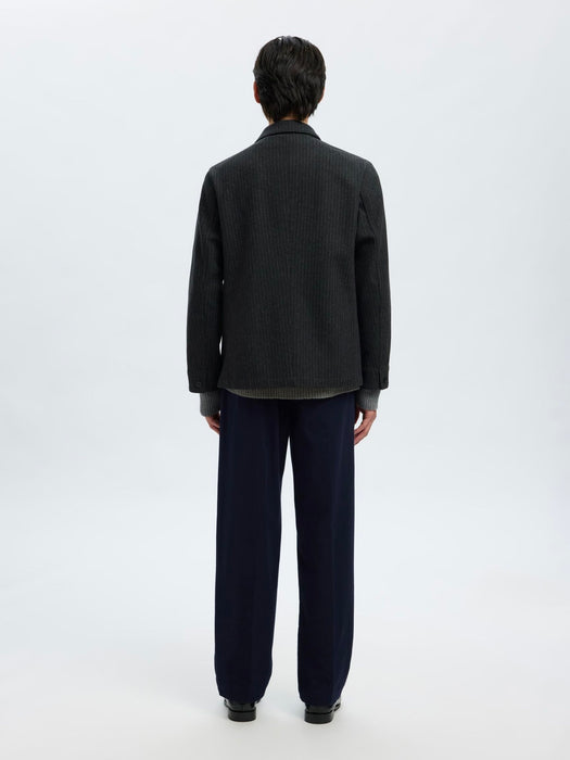 Selected Homme Landon Wool Blazer in Grey Pinstripe