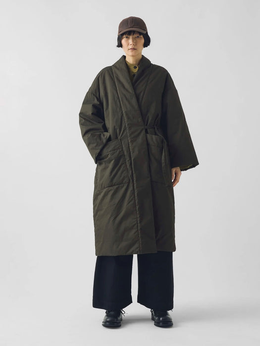 Toast Padded Wrap Coat in Iron Green