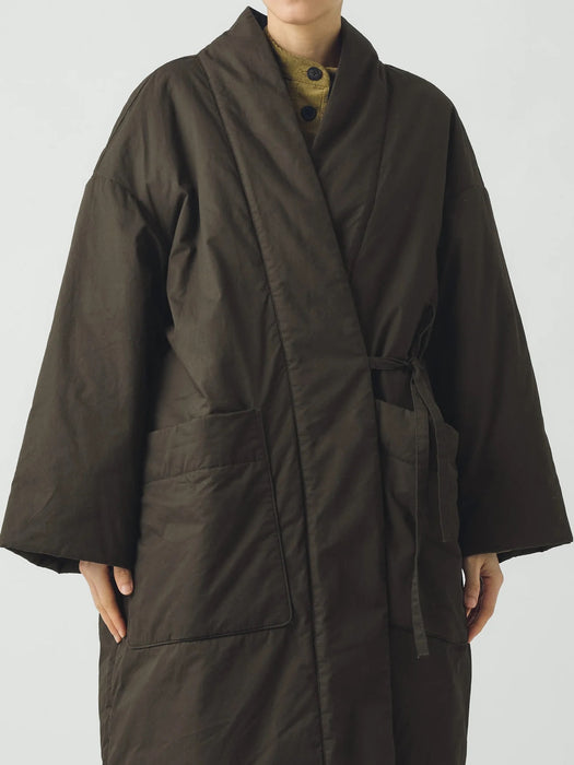 Toast Padded Wrap Coat in Iron Green