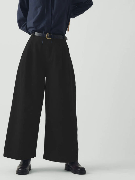 Toast Denim Pleat Trousers in Carbon Black