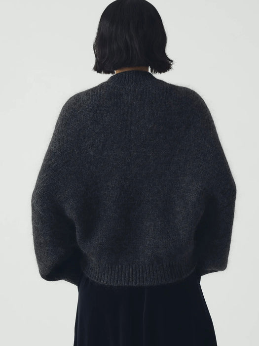 Toast Mohair Round Cardigan in Charcoal