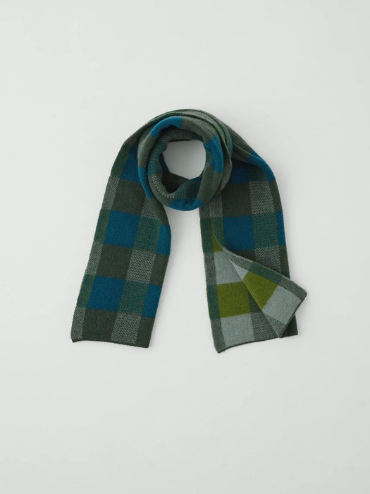 Toast Brushed Wool Scarf in Green Check