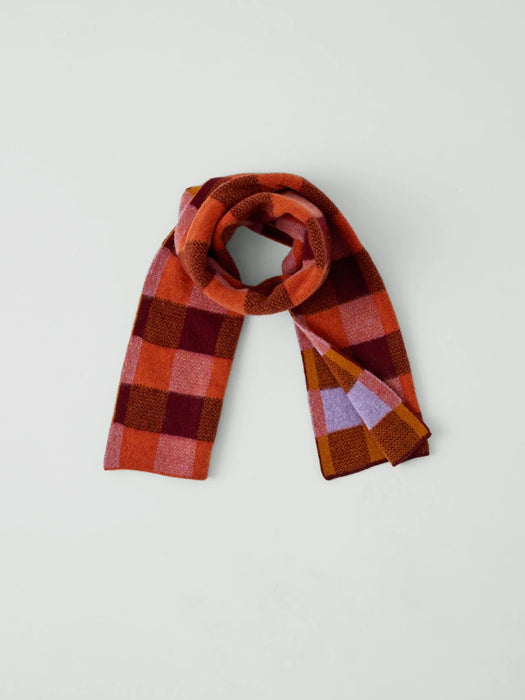 Toast Brushed Wool Scarf in Red Check
