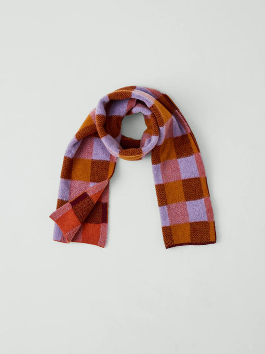Toast Brushed Wool Scarf in Red Check