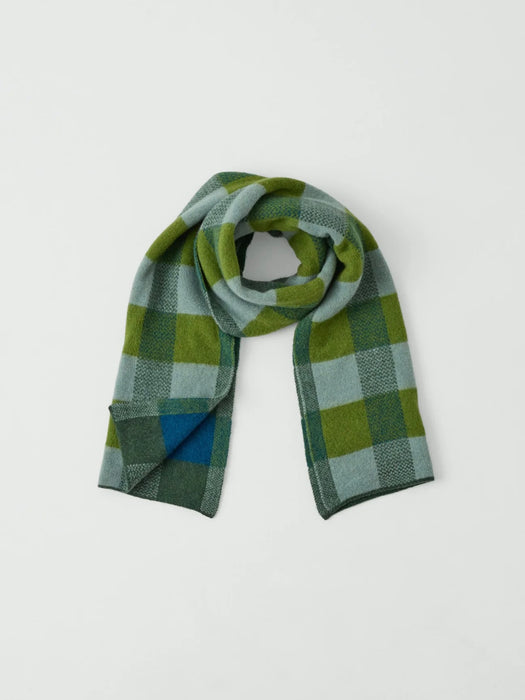 Toast Brushed Wool Scarf in Green Check