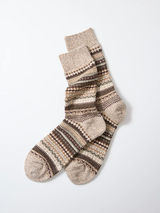 Rototo Women's Nordic Pattern Socks in Brown