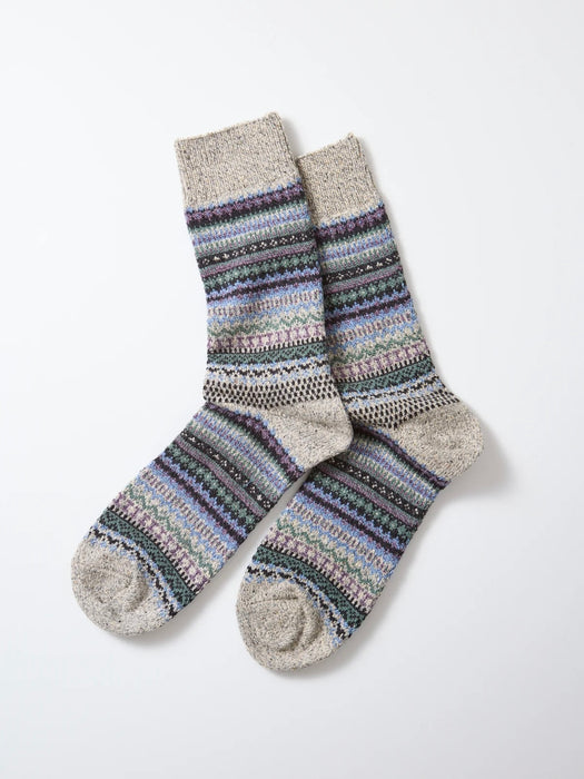 Rototo Women's Nordic Pattern Socks in Dark Grey