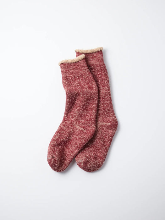 Rototo Double Face Socks in Dark Red / Brown