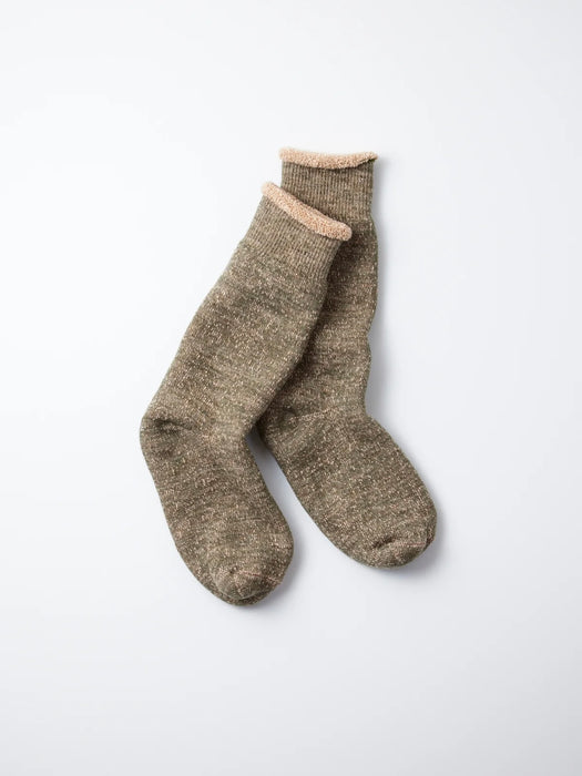 Rototo Double Face Socks in Green / Brown