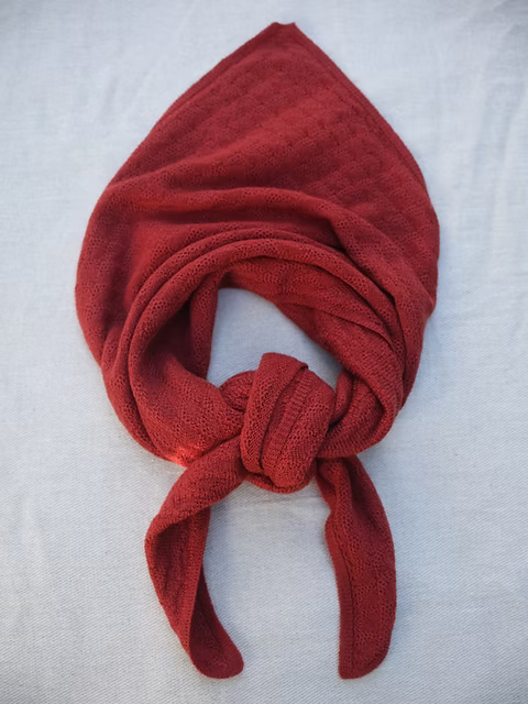 Carnwear Tuck Stitch Triangle Scarf in Paprika