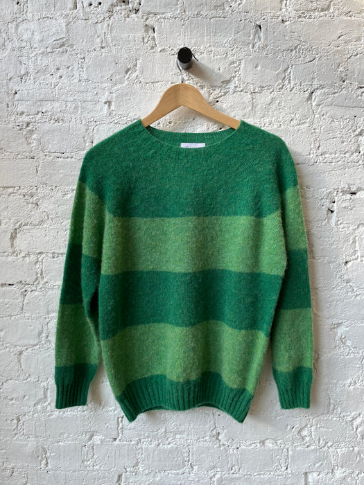 Array Women's Shaggy Stripe Crew Knit in Pixie / Mint LA