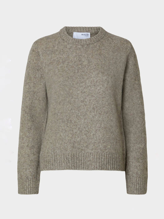 Selected Femme Fava Alpaca Blend Knit in Irish Cream Melange