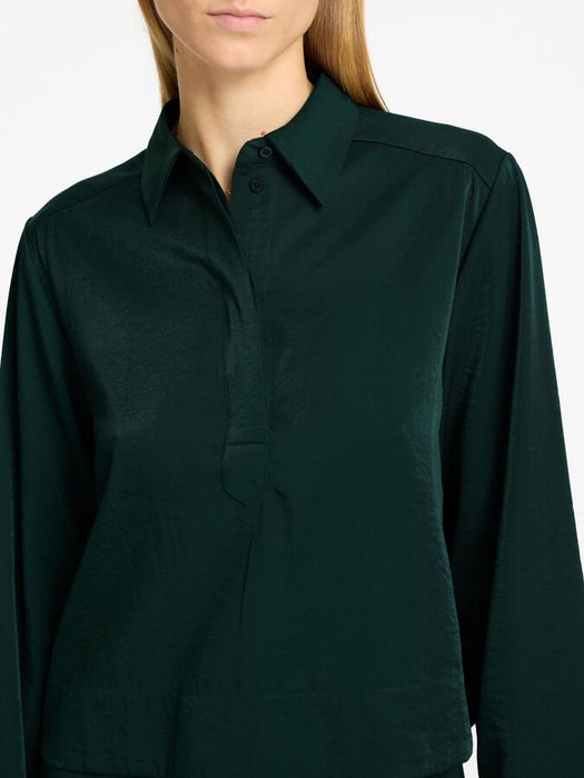 Selected Femme LS Cropped Shirt in Scarab Green