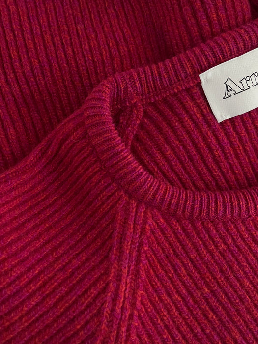 Array Mens Chunky Crew Knit in Berry Marl