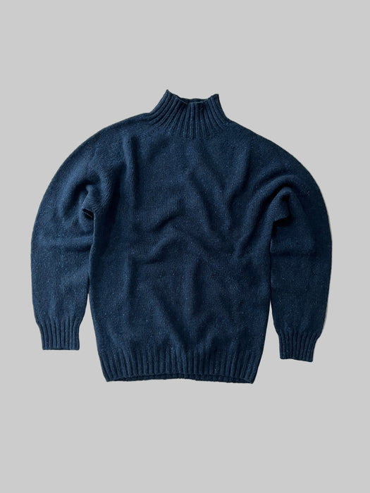 Array Mens Stour Mock Neck Knit in Soay Blue Neps