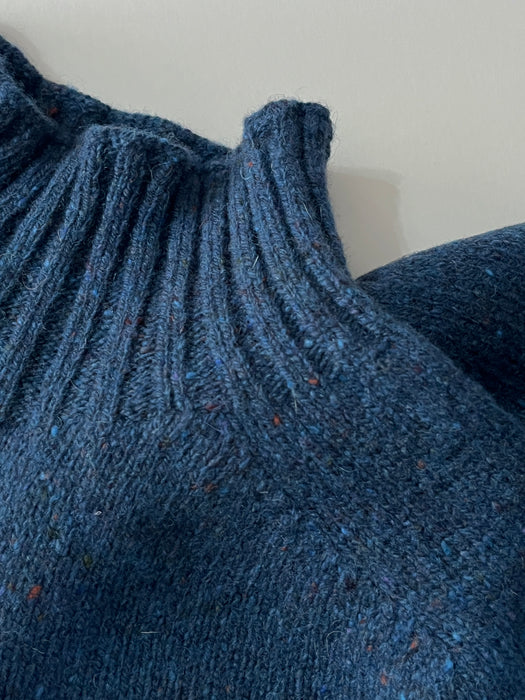 Array Mens Stour Mock Neck Knit in Soay Blue Neps