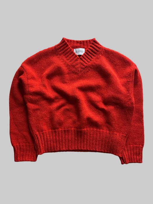 Array Womens Cropped V-Neck Knit in Orange/Red