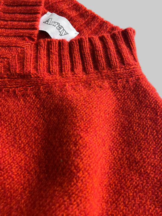 Array Womens Cropped V-Neck Knit in Orange/Red