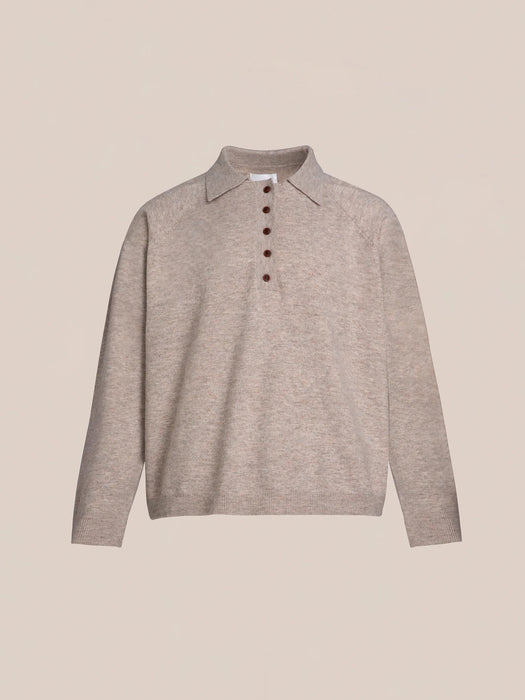 Found Hay Collared Henley in Light Brown