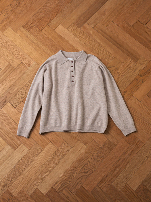 Found Hay Collared Henley in Light Brown