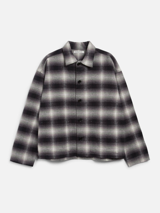 YMC PJ Shirt in Shadow Check Flannel in Black/Olive