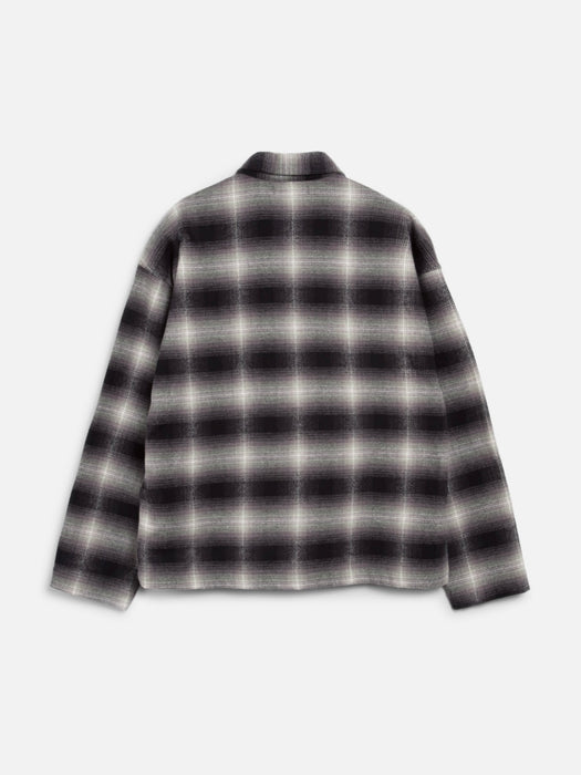 YMC PJ Shirt in Shadow Check Flannel in Black/Olive