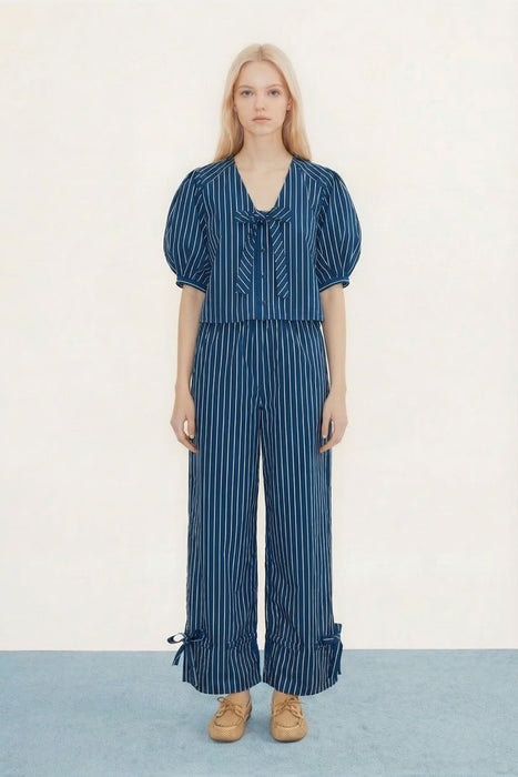 The Tiny Big Sister Stripe Pant in Light Navy